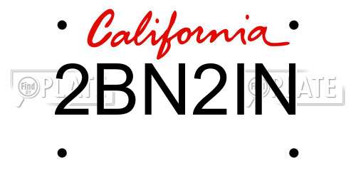 2BN2IN California License Plate