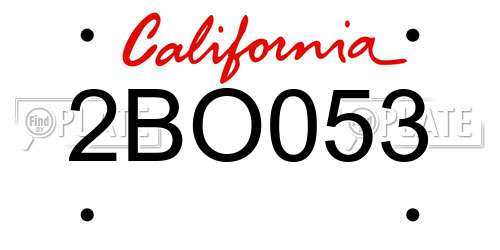 2BO053 California License Plate