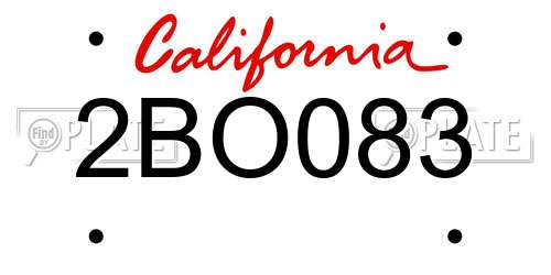 2BO083 California License Plate