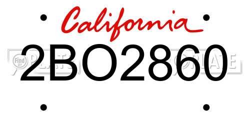 2BO2860 California License Plate