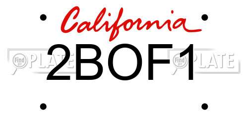 2BOF1 California License Plate