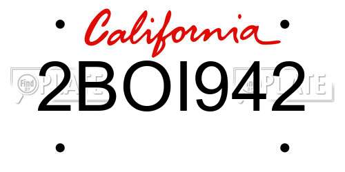 2BOI942 California License Plate