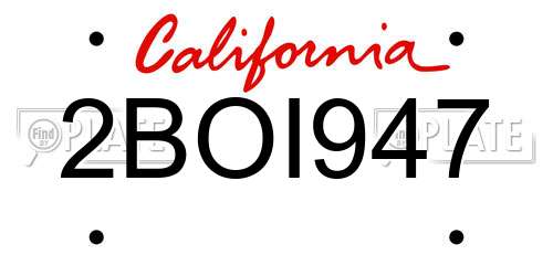 2BOI947 California License Plate