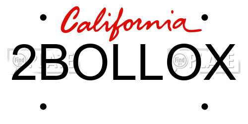 2BOLLOX California License Plate