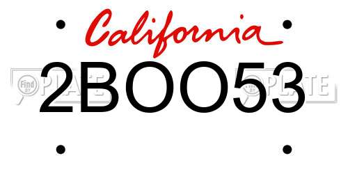 2BOO53 California License Plate