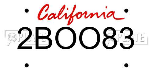 2BOO83 California License Plate