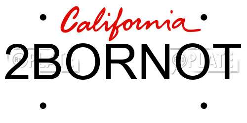 2BORNOT California License Plate