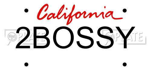 2BOSSY California License Plate