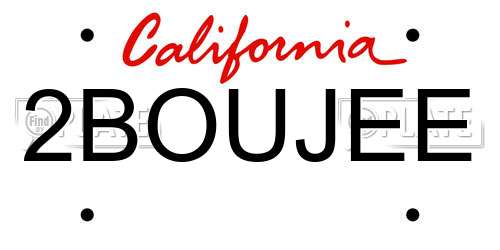 2BOUJEE California License Plate