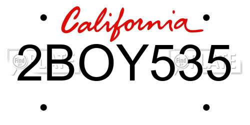 2BOY535 California License Plate