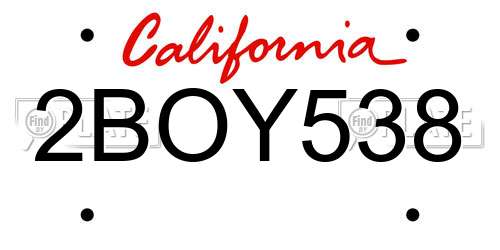 2BOY538 California License Plate