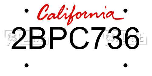 2BPC736 California License Plate