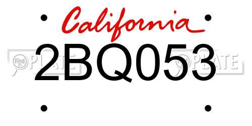 2BQ053 California License Plate