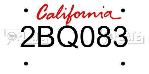 2BQ083 California License Plate