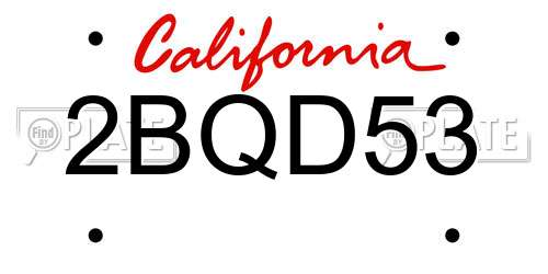 2BQD53 California License Plate