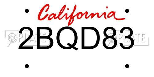 2BQD83 California License Plate