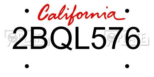 2BQL576 California License Plate