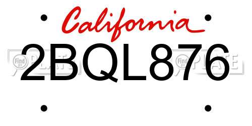 2BQL876 California License Plate