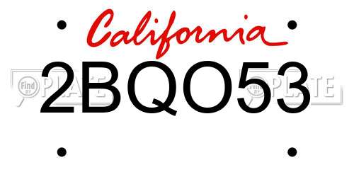 2BQO53 California License Plate