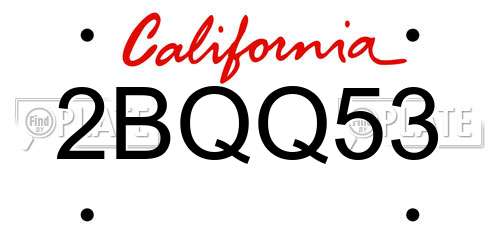 2BQQ53 California License Plate
