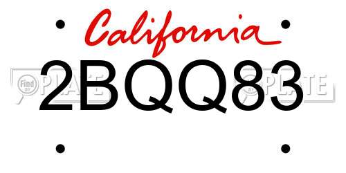 2BQQ83 California License Plate