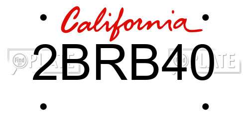 2BRB40 California License Plate