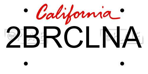 2BRCLNA California License Plate