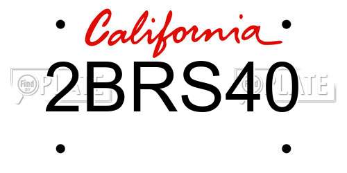 2BRS40 California License Plate