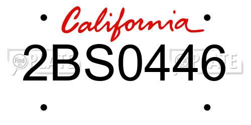 2BS0446 California License Plate