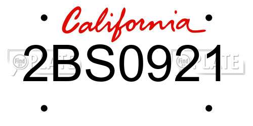 2BS0921 California License Plate