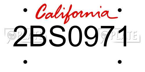 2BS0971 California License Plate