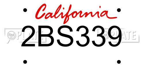 2BS339 California License Plate
