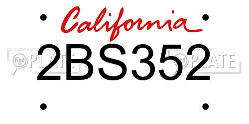 2BS352 California License Plate