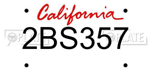2BS357 California License Plate