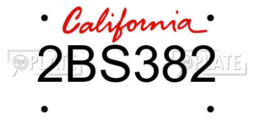 2BS382 California License Plate