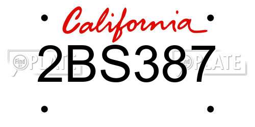 2BS387 California License Plate