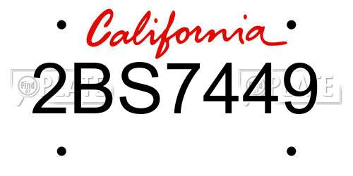 2BS7449 California License Plate
