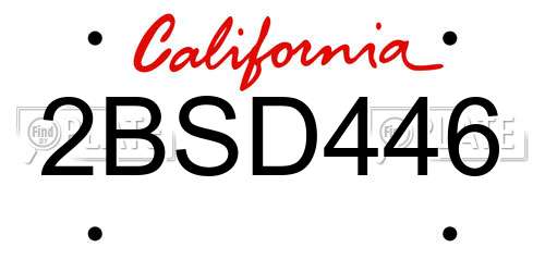 2BSD446 California License Plate