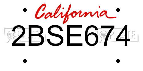 2BSE674 California License Plate