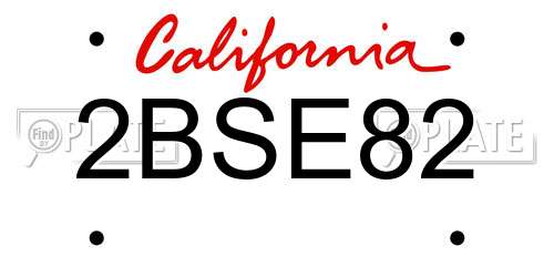 2BSE82 California License Plate