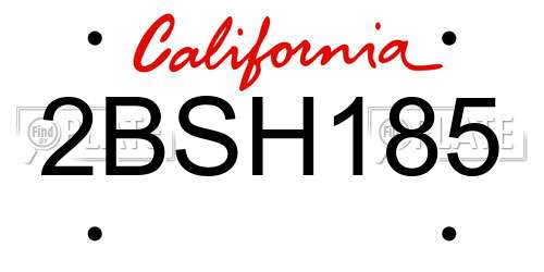 2BSH185 California License Plate