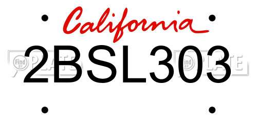 2BSL303 California License Plate