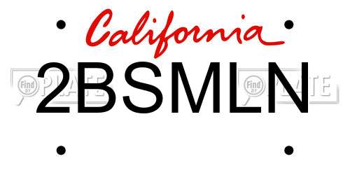 2BSMLN California License Plate