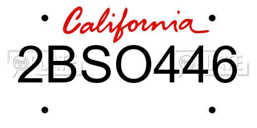 2BSO446 California License Plate