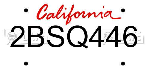 2BSQ446 California License Plate