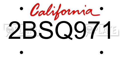 2BSQ971 California License Plate