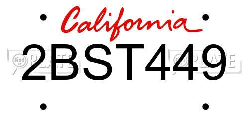 2BST449 California License Plate