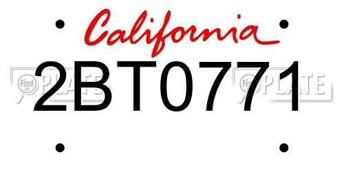 2BT0771 California License Plate