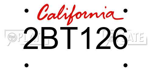 2BT126 California License Plate