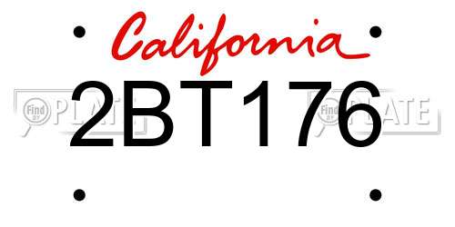 2BT176 California License Plate